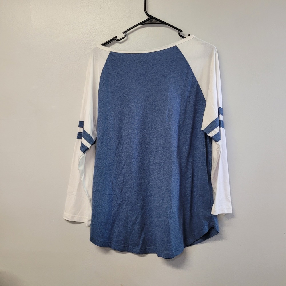 All Things By Faith Christian Flag Raglan Tee Blue White Large - Picture 4 of 6